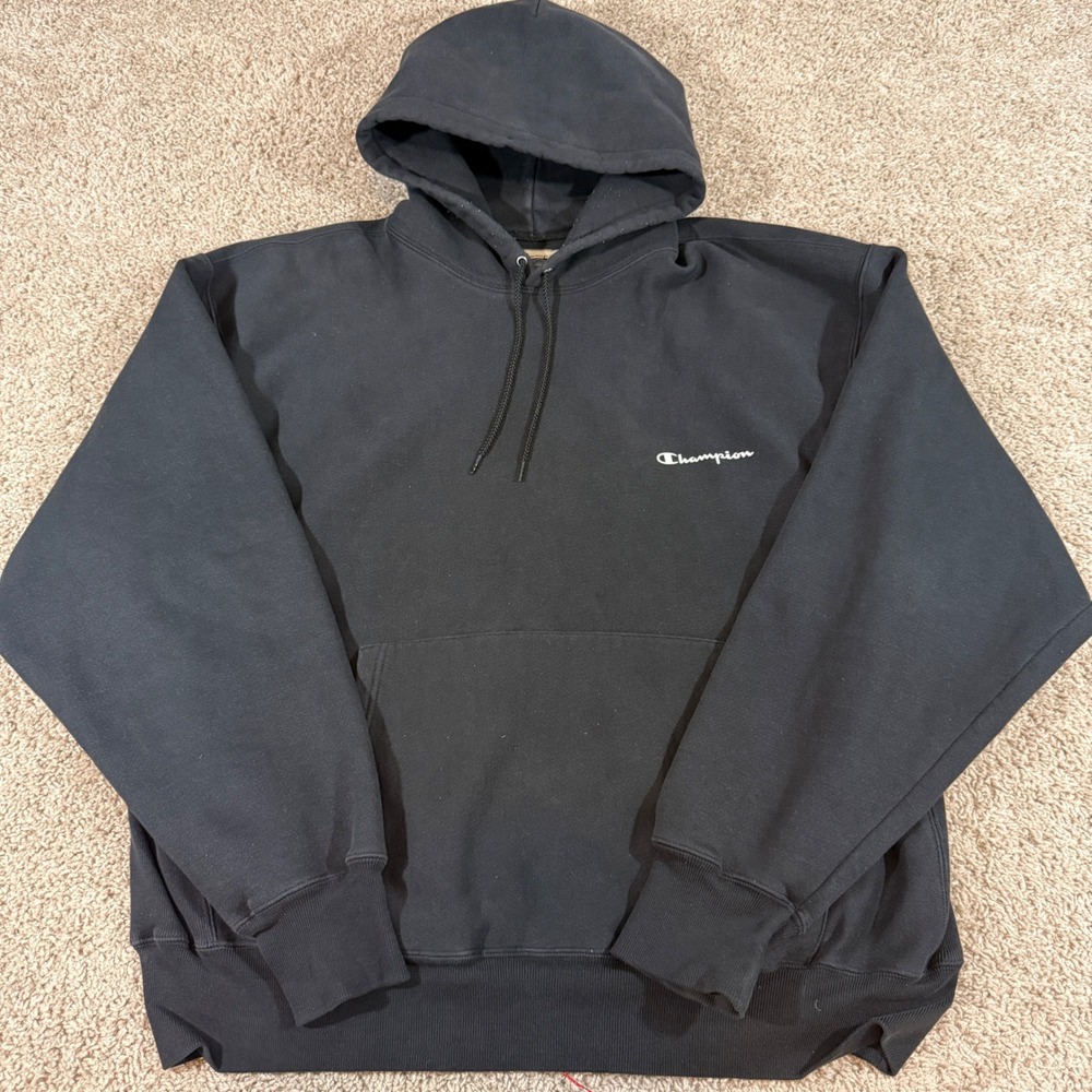 Champion Hoodie Mens‎ XL Black Good Premium Reverse Weave Heavyweight Pullover